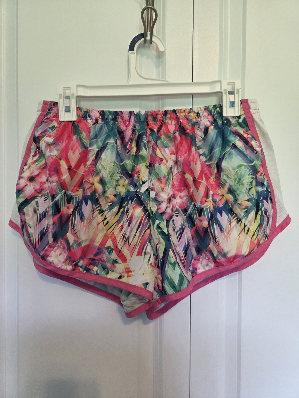 Legens Tropical Print Athletic Shorts - Pink Trim